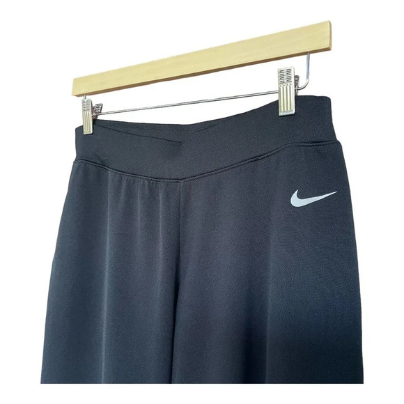 NIKE Women's Fit Dry Black Weave Knit Wide Leg Pockets Pants Size Medium 8/10 - Picture 4 of 10
